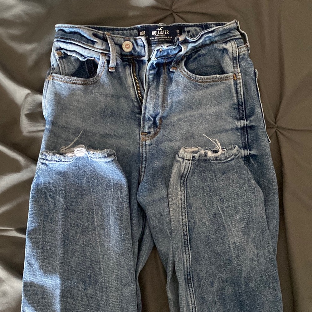 High rise non ripped mom jean